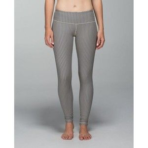 EUC LULULEMON Wunder Under Pant Pine Stripe Inkwell Mojave Tan Size 8